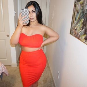 2 Piece Matching Orange/Pink Set